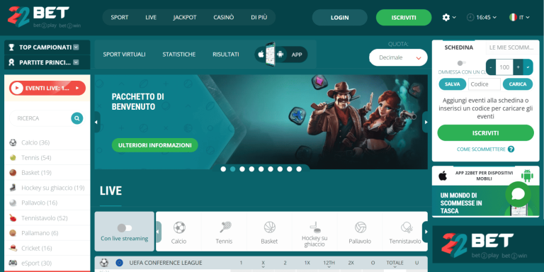 22bet online casino non AAMS
